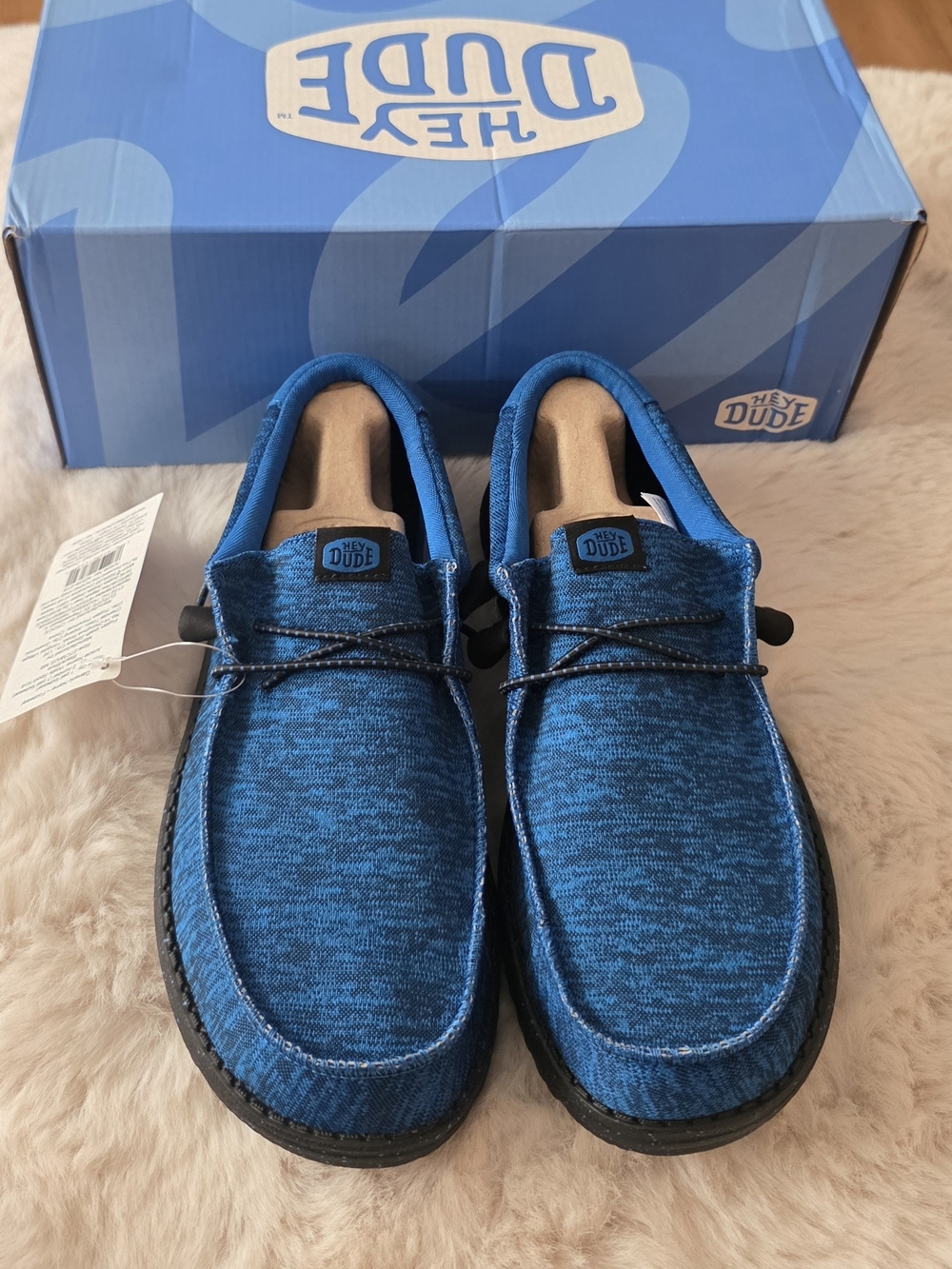 Hey Dude Wally Sox Blue Knit Slip-On Loafers